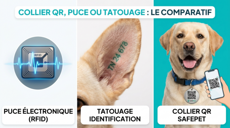 Collier QR code, tatouage ou puce électronique : quelle est la meilleure solution pour identifier votre animal ?